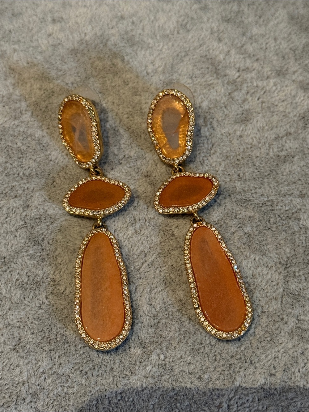 BCBGMaxAzria Gold-Trim coral Dangle Earrings with Crystal Accents